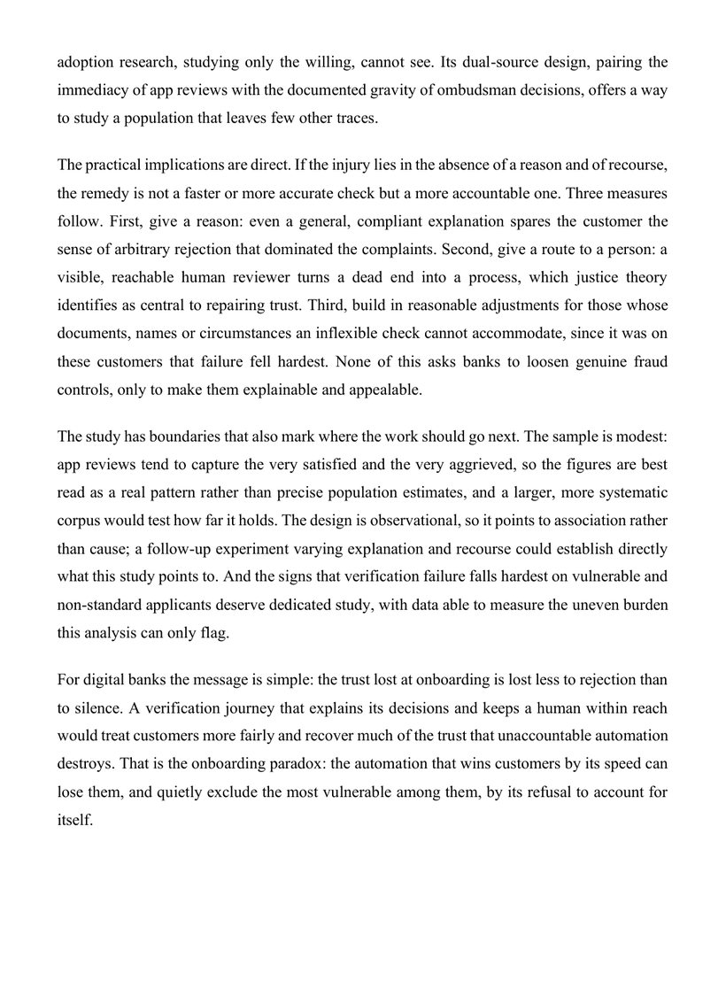 Dissertation page showing practical implications and the stated boundaries of the study